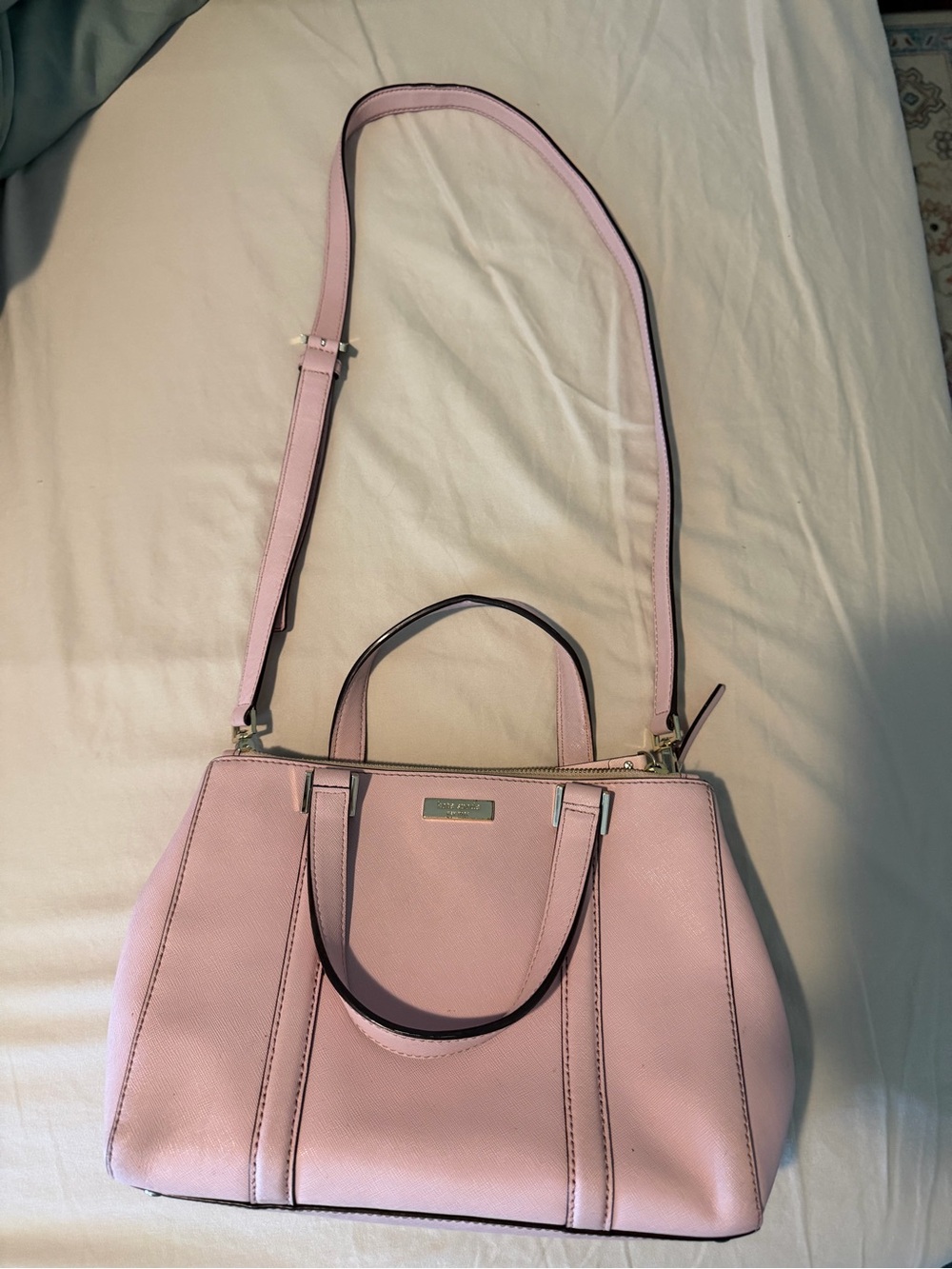 Pink Leather satchel handbag, Kate Spade New York Newbury Lane Loden